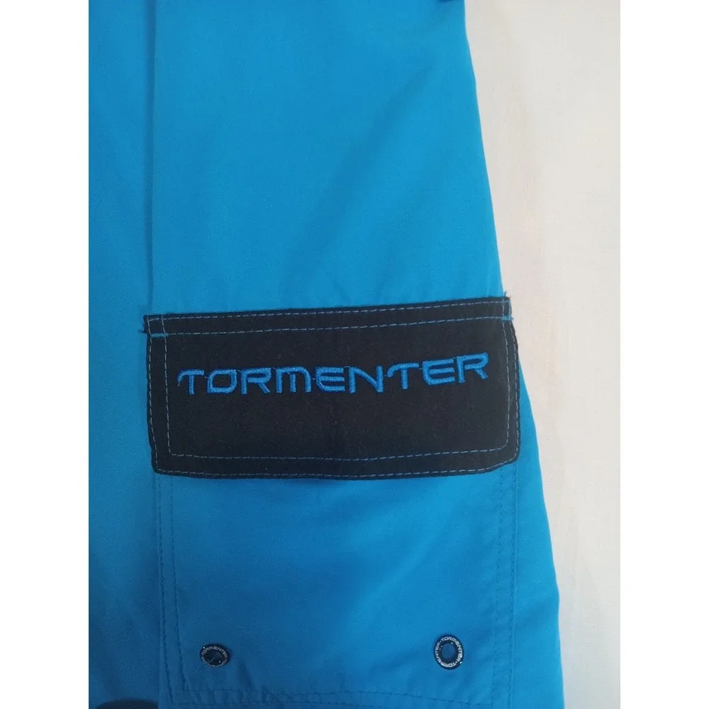 Tormenter Fishbone Board Shorts Men's 32 Blue Cargo Swim Trunks Surfing Vacation